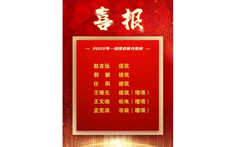 喜報(bào) - 熱烈祝賀天華實(shí)業(yè)集團(tuán)六名員工通過全國一級(jí)建造師執(zhí)業(yè)資格考試
